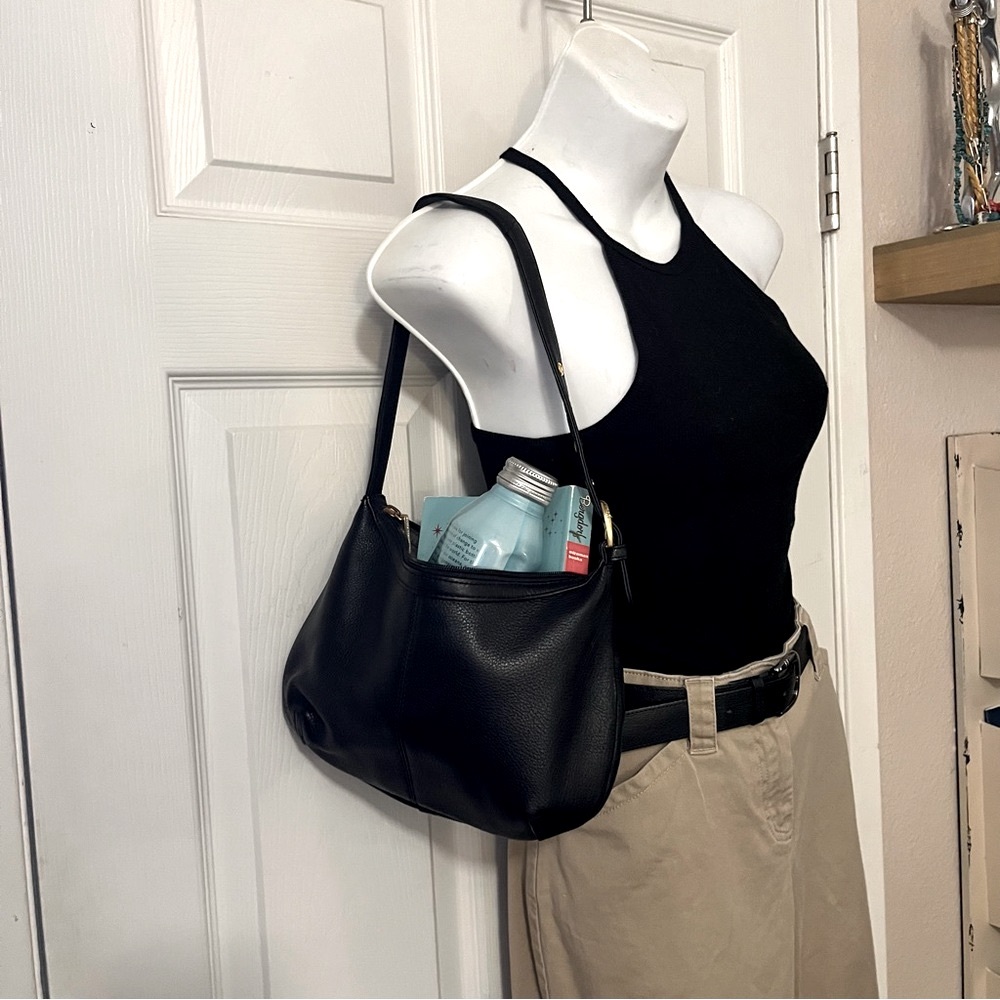 Stone Mountain Black Pebbled Leather Shoulder Bag